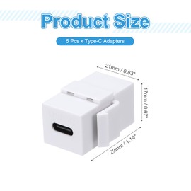 MECCANIXITY USB C Key-Stone Jack Inserts, Type-C Female to Female Adapter Coupler Insert Connector for Wall Plate Outlet Panel, White