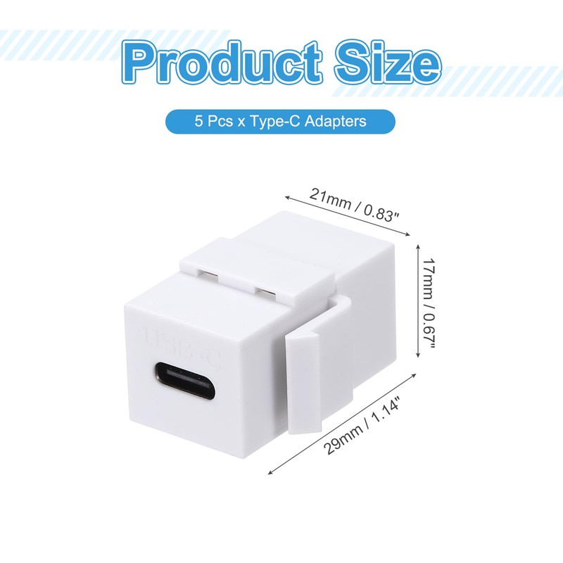 MECCANIXITY USB C Key-Stone Jack Inserts, Type-C Female to Female