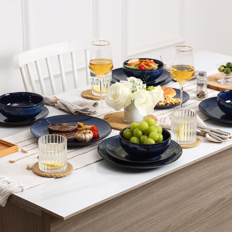 Vicrays 12-Piece Ceramic Dinnerware Set, Dinner Plates, Salad Plates &