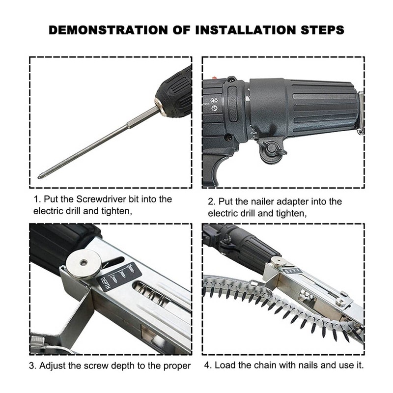 Screw Drill Chain Adapter with 50 Pieces Chain Nails Adjustable
