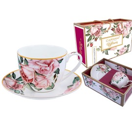 CARMANI - Flowers Collection Rose Tea Cup and Saucer 475ml