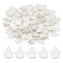 PATIKIL Jewelry Making Charm Bulk, 120 Pcs Dog Paw Animal Footprint Pendants DIY for Necklace, Bracelet, Earring Making and Crafting, Bright Silver