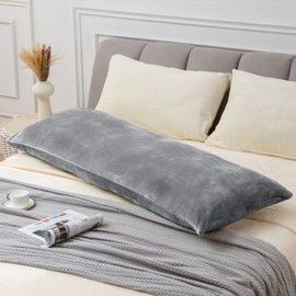 BEDELITE BEDELITE Body Pillow Cover with Zipper Closure, Super Soft and Cozy Fuzzy Fleece Body Pillow Case Cover 20 x 54 Inches, Luxury Fluffy Plush Long Body Pillow Pillowcase for Fall and Winter(Gray)