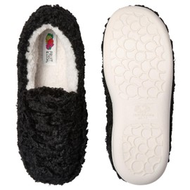 Fruit of the Loom Women's Berber Loafer Slipper, Black, 7-8