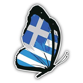 JJH Inc Greece Flag Butterfly Vinyl Decal Sticker Waterproof Car Decal Bumper Sticker 5"