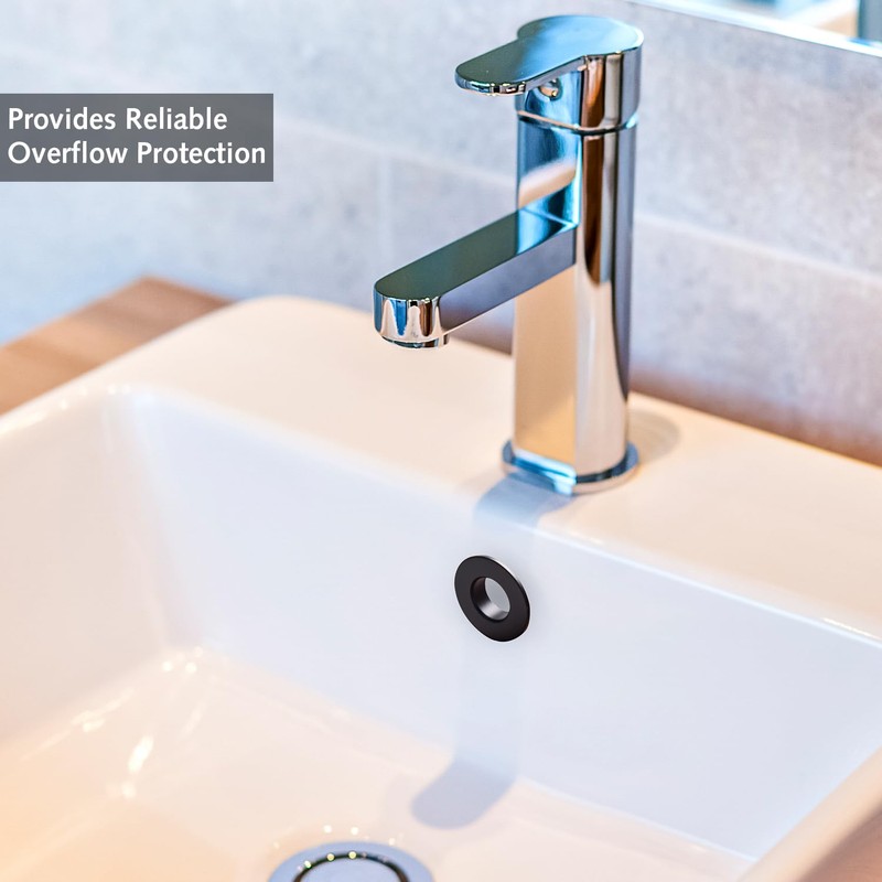 2PCS Black Overflow Ring,Sink Overflow Cover Bath Overflow Cover Replacement
