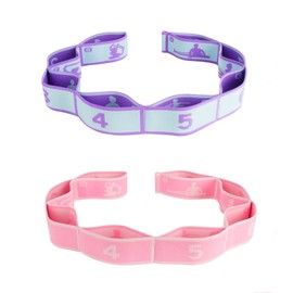 Halinuia 2 Pieces Elastic Strength Training Sports 8 Strength Levels Fitness Band Strength Training Exercise Band for Pilates, Yoga, Ballet, Dance, Stretching and Fascia