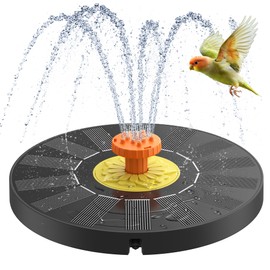 Noctila Solar Bird Bath Fountain Yellow Flower, Solar Pump No Battery with 7 Nozzles & 4 Fixed Rods for Garden, Pond, Pool, Patio,Hummingbird, Outdoor Decor