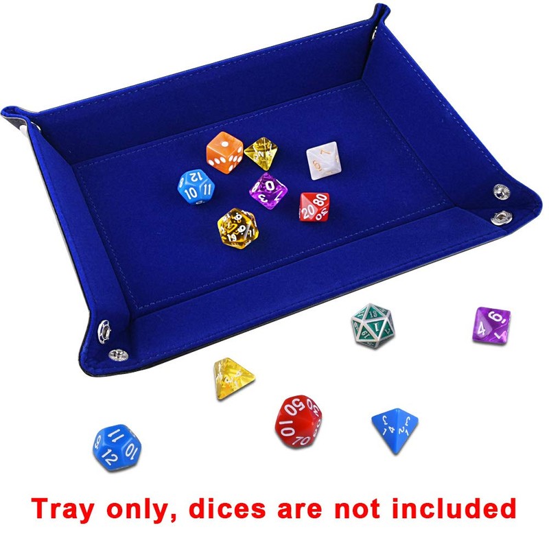 SIQUK Double Sided Dice Tray, Folding Rectangle PU Leather and