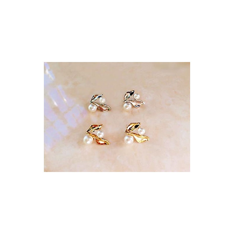 Tytrading Necklace and Earrings Set, Accessories, Gold, Pearl Leaf Design,