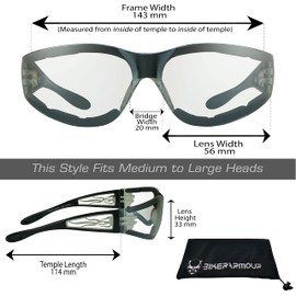 Bikershades Motorcycle Riding Safety Glasses Foam Padded Chrome Flame Design Men Women. Smoke, Clear and Yellow Combo