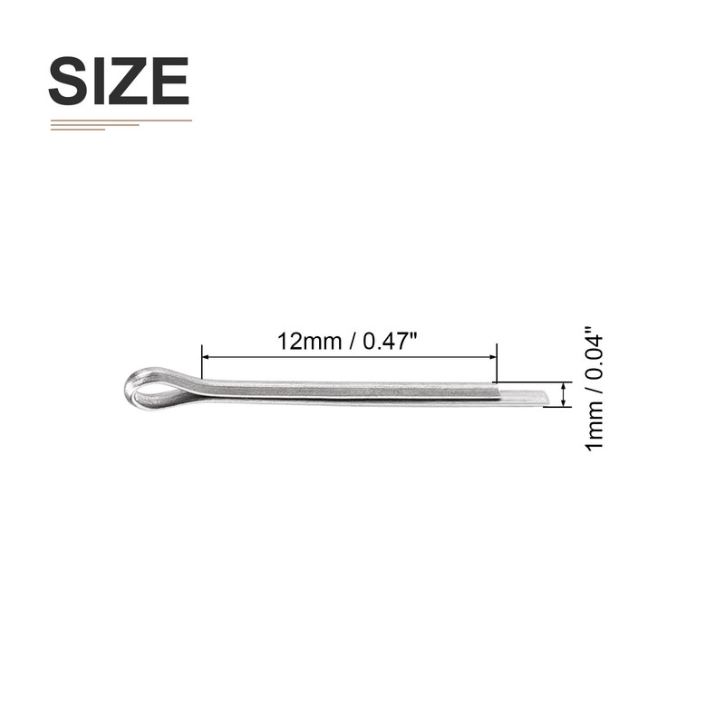 DTGN 1mm x 12mm (DxL) Clip Cotter Pins 304 Stainless