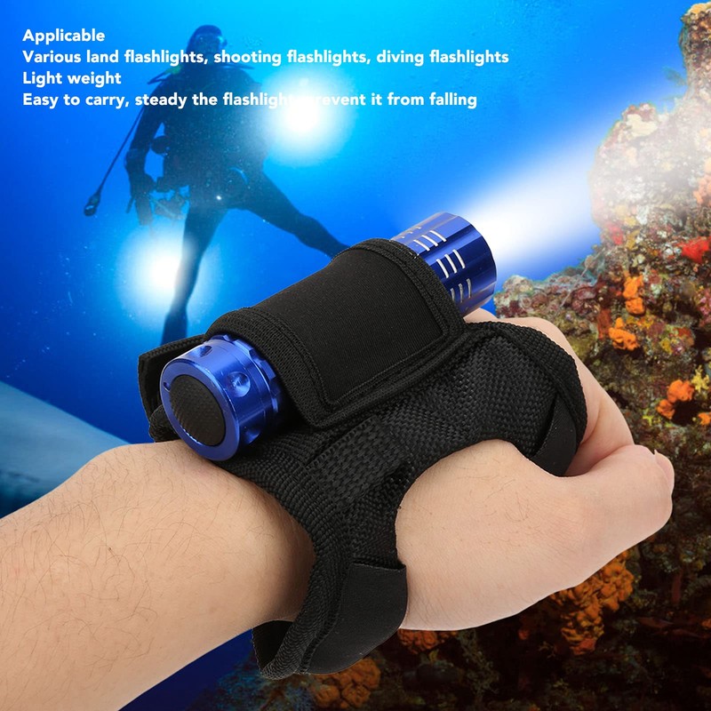 Diving Flashlight Glove,Hands Free Flashlight Case,Adjustable Diving Torch Protective Cover