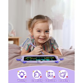 bravokids LCD Writing Tablet, 8.5 Inch Colorful Doodle Board Drawing Tablet, Erasable Reusable Drawing Pads Toddler Educational Learning Toys for 3-8 Years Old Boy and Girls (Purple)