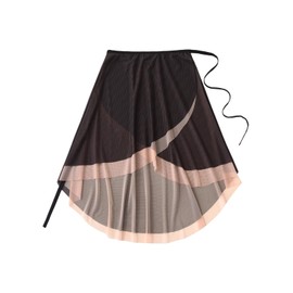 Tacherlia - Falda de ballet de 2 capas de malla de dos colores con amarre en la cintura elástica de una pieza, Negro, rosado, M