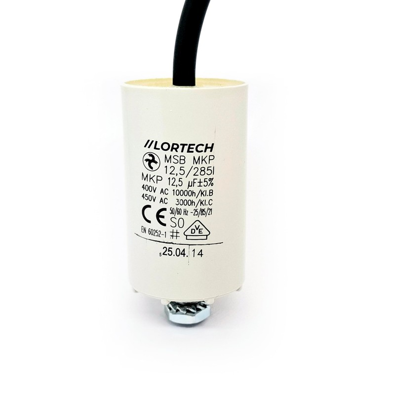 LORTECH Motor Capacitor Permanent 12.5µF 450V with Cable