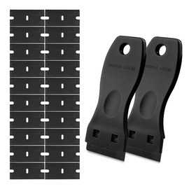GlamorDove 2 Pcs Plastic Razor Scraper with 20 Pcs Double Edged Plastic Blades Tool for Removing Vinyl Decals Stickers Hair Extension Tape Remover Razor Blade Scraper for Tape in Extensions