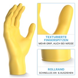 Arnomed Disposable Gloves, Yellow L Nitrile Gloves, Disposable Gloves with Box of 100 Pieces, Powder-Free, Latex-Free Rubber Gloves, Disposable Gloves in XS, S, M and L