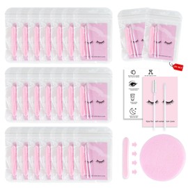Disposable Eyelash Extension Kit, 20 Set Eyelash Kit with Lash Spoolies Brush, Lip Brush, Compressed Facial Sponges, Instruction Cards (Style A)