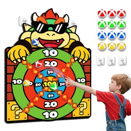 Mario Toys, 65cm Dartboard Games with 12 Sticky Balls, Indoor Outdoor Toss Games for Kids, Bowser Toys, Gifts for Boys Girls ages 3-12, Kids Party Game, Garden Throwing Toys