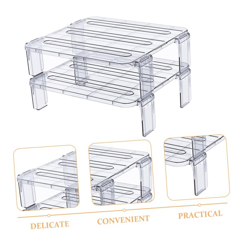 SHOWERORO 2pcs stacking shelf freezer rack Kitchen Storage Rack foldable