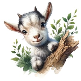 Fabric Panel 8"x8" Goat 100% Cotton Quilting Sewing Block P1430