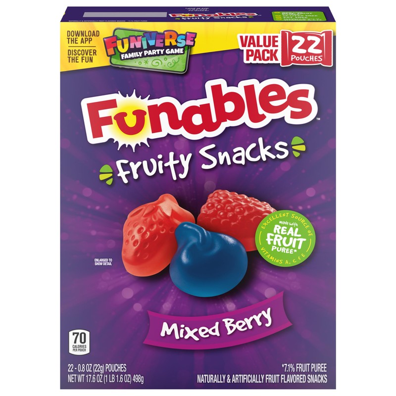 Funables Fruity Snacks, Mixed Berry Flavored Snacks, 0.8 oz 22