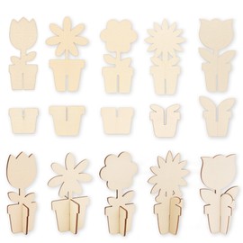 10pcs DIY 3D Flower Spring Wood Crafts to Paint,DIY Paintable Unfinished Wooden Slices for Craft Cutouts Ornaments for Painting Spring Decorations (Flower)