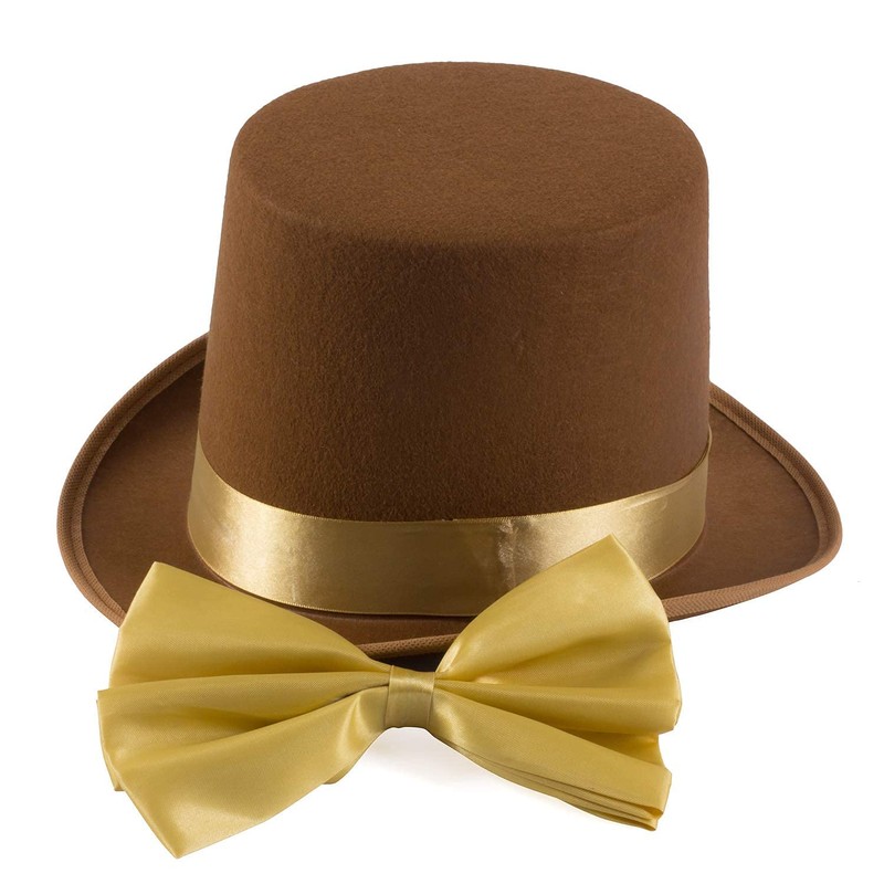 Tigerdoe Brown Top Hat and Bow Tie with Walking Scepter-