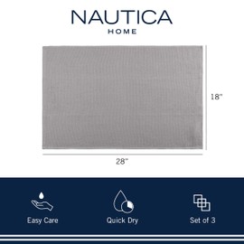 Nautica 100% Cotton Kitchen Towels | Super Absorbent Reusable Cleaning Cloths, Tea Towels, Hand Towels for Drying Dishes | Set of 3 | 18" X 28" | Grey Stripe/White