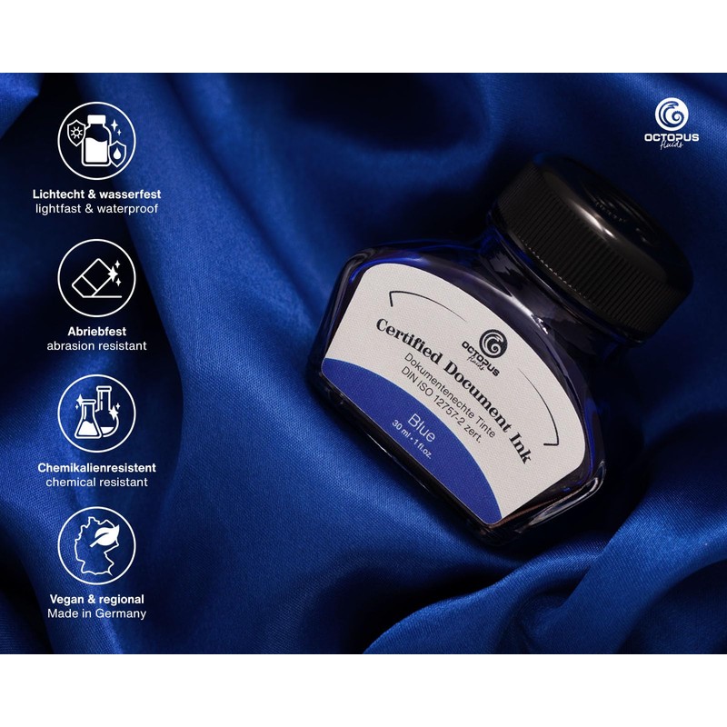Indelible Ink Blue with Converter, Certified According to DIN ISO