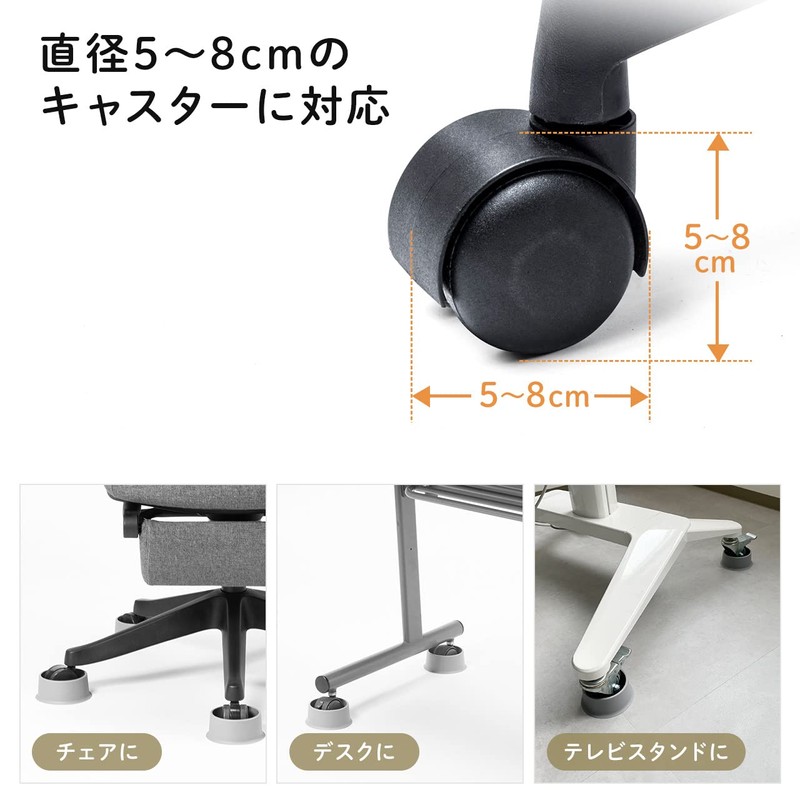 Sanwa Direct 150-CASTCV1GY Caster Cover, For Chairs, Obstacle Protection, Cable,
