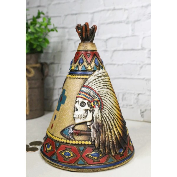 Rustic Southwestern Indian Chief Crossed Arrows Teepee Hut Skull Money