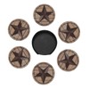 6 Pcs Western Metal Texas Brown Star Leather Coasters for