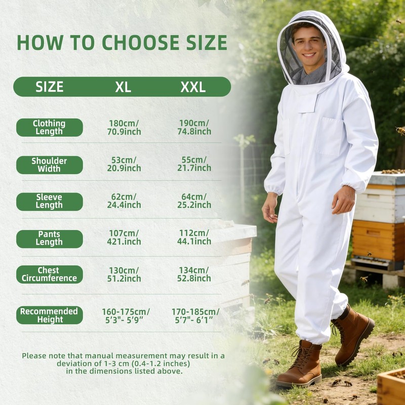 POLLIBEE 35Pcs Beekeeping Supplies Starter Kit with Bee Suit,Smoker &