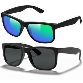 STGATN Mens Sunglasses Polarised UV400 Protection Lightweight Black Sunglasses mens for Driving Travelling 2 Pack