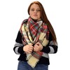 Peach Couture Warm Tartan Plaid Woven Oversized Fringe Scarf Blanket