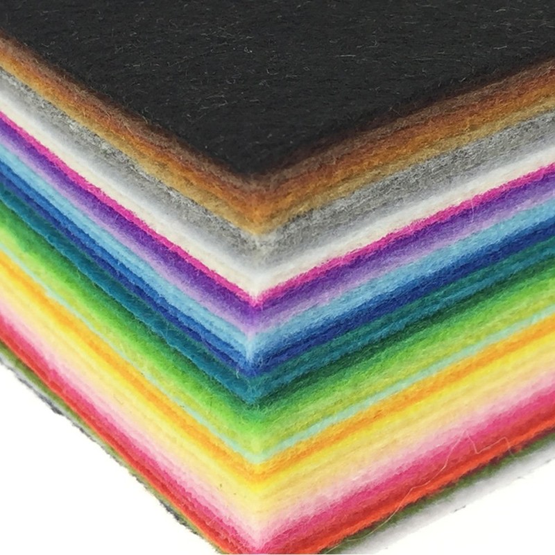 42pcs Felt Fabric Sheet 4"x4" Assorted Color DIY Craft Squares