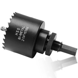 57mm Hole Saw for Metal and Wood, 2.25 inch HSS Bi-Metal Circular Drill Cutter with Pilot Bit for Plate Steel, Sheet Iron, Ceiling Board, Acrylic Panel, 7/16” Hex Shank