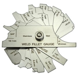 RIVERWELD 7 Piece Fillet Weld Set Gage MG-11 Rl Gauge Depth Gauges Welding Inspection Test Ulnar Metric & Inch with Markings on Both Sides Checking Fillet Leg and Throat Size
