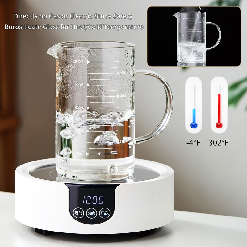 Unbreakable Glass Measuring Cup with V-Shaped Spout and Handle -
