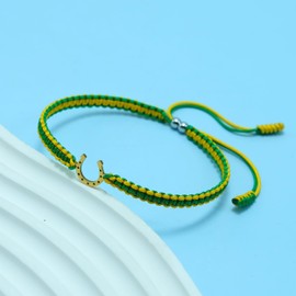 18K Gold Plated St. Patrick’s Day Horseshoe Bracelet - Irish Luck & Protection String Bracelet with Gift Box Adjustable for Men, Women, Friendship (Lucky Horseshoe)