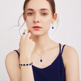 Clearine Wedding Teardrop Marquise Necklace Earrings Tennis Bracelet Ring Set, Cubic Zirconia Gold Set for Bridesmaid, Christmas, Birthday, Valentine's Day, Mother's Day, Prom, Jewellery Gift, Cubic