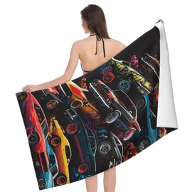 VANZEV Muscle Cars Beach Towel Vintage Sports Car Sand-Free Microfiber Bath Towel Ultra Soft Quick Dry Pool Towel Absorbent Towel Lightweight Towel for Outdoor Bathroom Swimming Decor 31inx51in