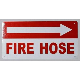 BUILDINGSIGNS.COM FIRE Hose Right Arrow Sign (White, Reflective !!, Aluminium 6x12)--REF24-1