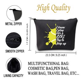 JXGZSO Tennis Gifts Tennis Player Gifts Tennis Team Women Gifts for Tennis Lover I Know I Play Like A Girl Try to Keep Up (Play Like Tennis BAG)