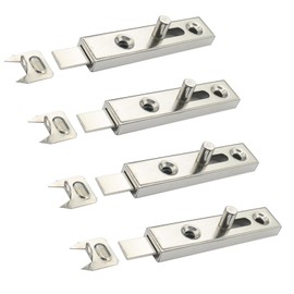 Silkwish Pack of 4 Small Metal Furniture Latches - 70 mm Push Bolt for Furniture with Closing Angle - Sliding Bolt for Doors - Lock Bolt Cabinet Latch