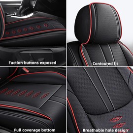 Leather Seat Covers for Buick Regal TourX 2018-2020,Premium Car Seat Covers Front Set,Waterproof Car Seat Protectors with Airbag,Comfort Interior Cover Seats for Cars(Black+Red)