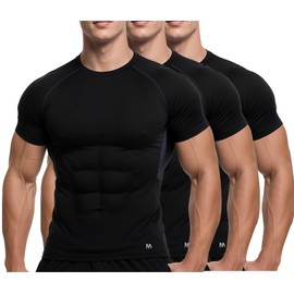 MagnaMan Men's Compression Shirts 3 - Pack: Moisture - Wicking Athletic Baselayer Tops for Men with Quick - Dry Technology, Ideal for Gym, Workout & Running
