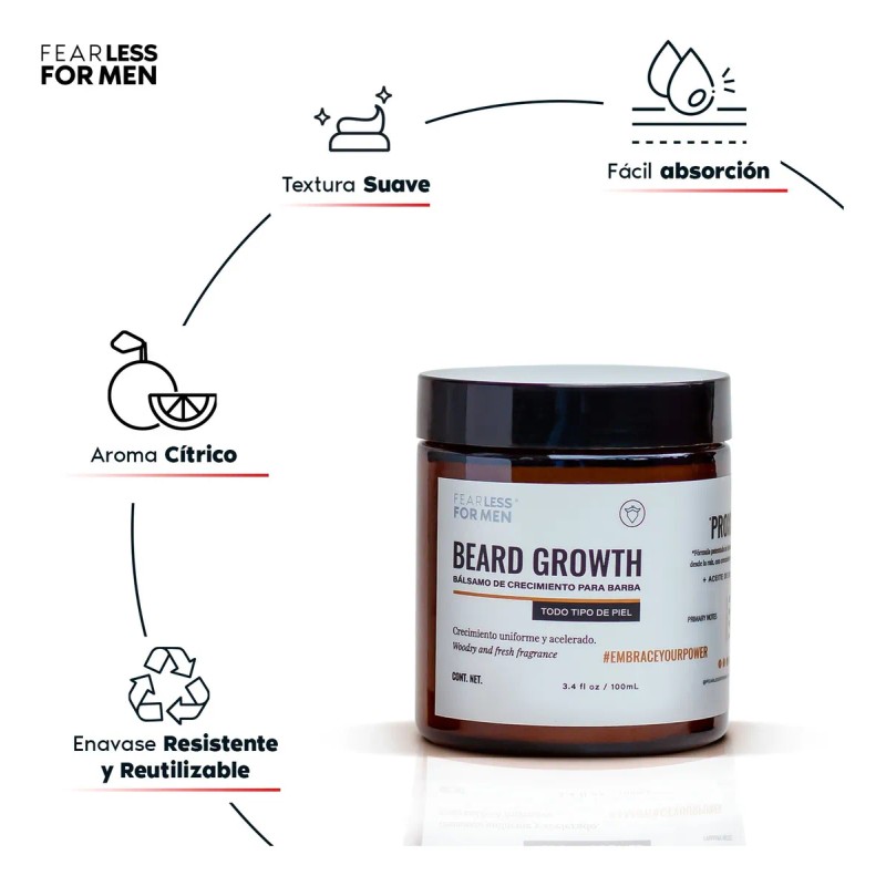 Blsamo de Crecimiento para Barba y Bigote Fearless For Men